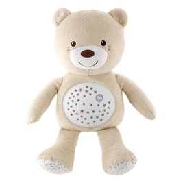 Chicco First Dreams Baby Bär Plüsch-Teddybär, weicher Projektor mit Nachtlicht, Lichteffekten und entspannenden Melodien, Beige - Kinderspielzeug 0+ Monate