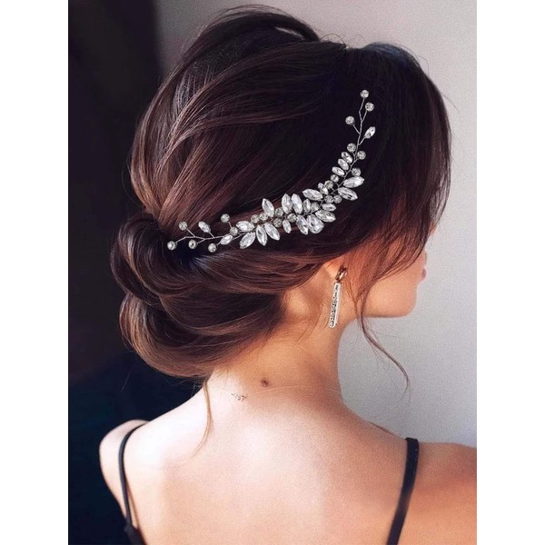 GORAIS Bride Wedding Hair Vine Silver Crystal Bridal Headpiece Hair Accessories for Women and Girls