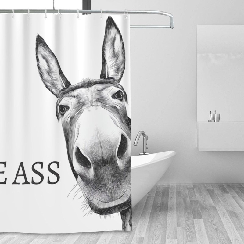 Mahrokh Funny Donkey Shower Curtain Waterproof Fabric Shower Curtain Set