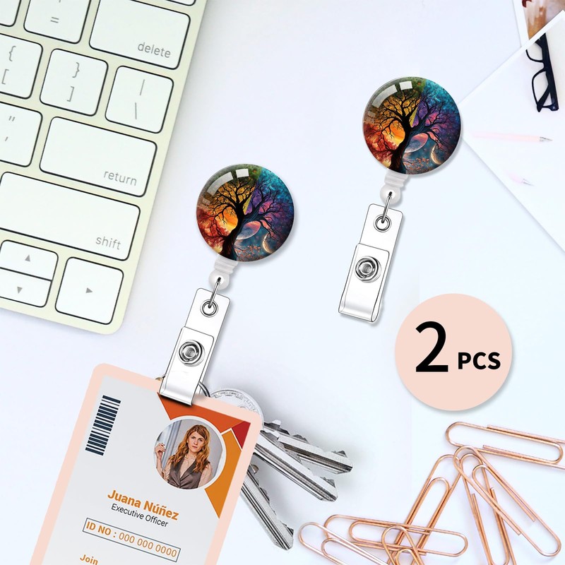 quohet 2 Pack Retractable Badge Holders Cute Badge Reel Badge