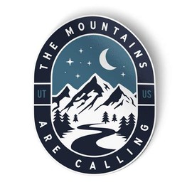Squiddy The Mountains are Calling Utah - Vinyl Sticker Decal for Phone, Laptop, Water Bottle (3" Tall)