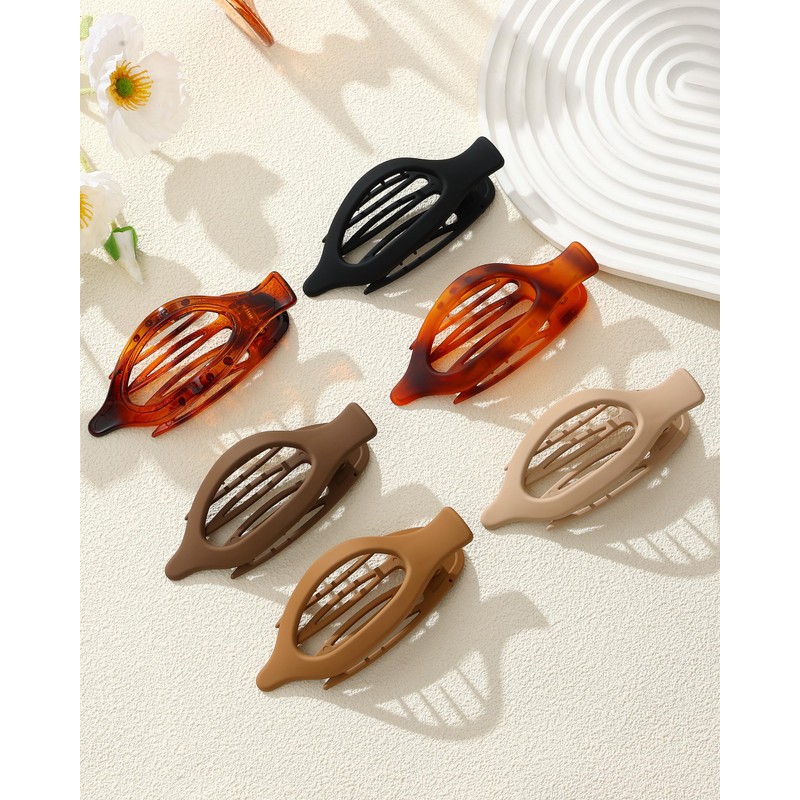 6 Pack Flat Hair Clips for Women Lay Down Claw
