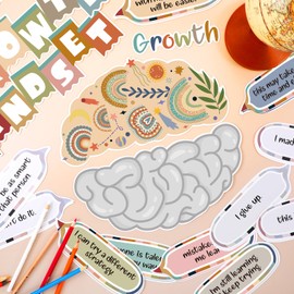 Estune 19 Pcs Growth Mindset Posters Rainbow Classroom Inspirational Poster Motivational Wall Decoration Signs Positive Sayings Accent Set for Teacher Student Bedroom Nursery Playroom Decor