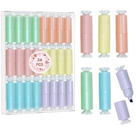 TQQBUU 24 Pieces Sugar Cute Highlighters - 6 Colors in Mini Highlighters for Kid, Student, Party, Glitter Highlighter Great for Writing, Drawing, and Coloring