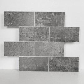 COLAMO Luxury 10 Sheet Thicker Rigid Dark Concrete Gray Peel and Stick Large Subway Tile for Kitchen Wall Backsplash,Self Stick On Mosaic Tile for Bathroom,Accent Wall,Adhesive Faux Stone Brick Tiles