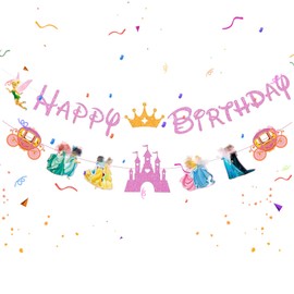 PrinceSS BirthDay DecorationS Banner for Girls- PrinceSS ParTy Decorations Birthday Banner Bunting Garland and Hanging Swirls Decorations Party Pack for Princess Birthday Party Supplies