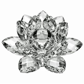 Zoogamo 4" Clear Crystal Lotus Flower – Glass Home Decor for Feng Shui with Clear Reflection & Gift Box