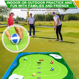 52HZ 6x5Ft Golf Chipping Game Mat, Battle Royale Golf Game Set with Golf Hitting Mat, 20 Grip Golf Balls, Golf Games for Adults Family Outdoor Indoor