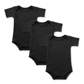 BINIDUCKLING Baby Girls' Bodysuit 3-Pack Short Sleeve Plain, black