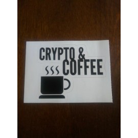 CRYPTO & COFFEE cool black and white vinyl stickers!  3.7 x 3.0