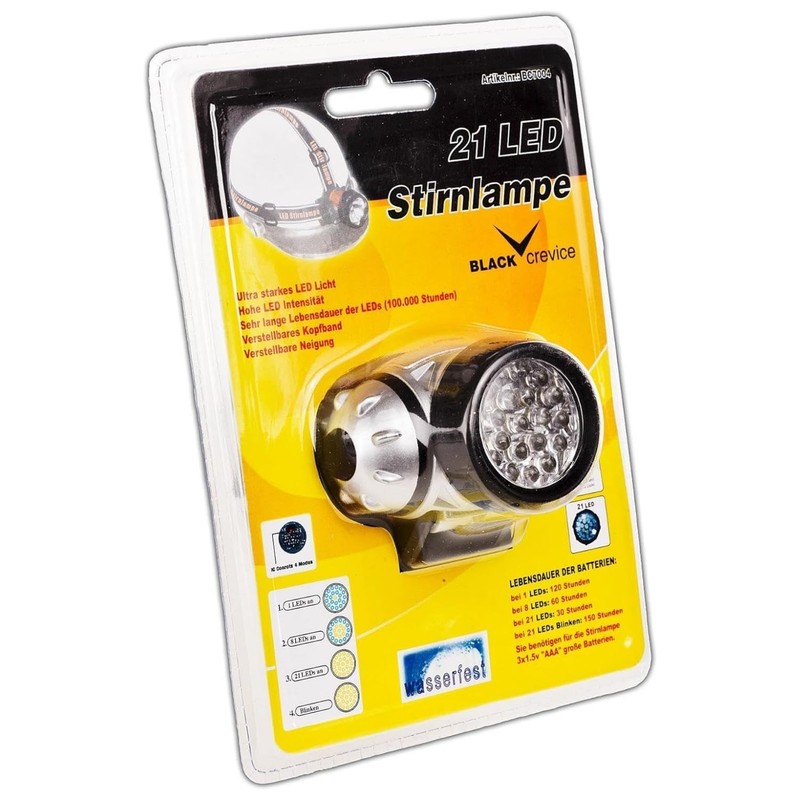 Black Crevice Head Torch 21 LED 10 x 10 x