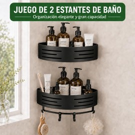 HAWOO Repisas para Baño Esquinero 2 Pack Sin Taladros