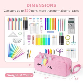 YOOLIFE Pencil Pouch for Girls, Cute Pink Pencil Case Box, Unicorn Pen Case for Teen Girls Kids, Large Capacity Aesthetic School Supplies Birthday Gifts for Girl, Pink