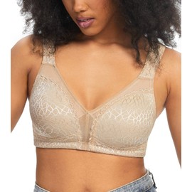 HACI Women's Minimizer Bra Full Coverage Non Padded Wirefree Plus Size for Large Bust Support Seamless(38DD, Toffee)