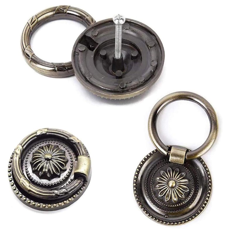 Gad2go 6 Pack Drawer Ring Pull Handles 1.77 Inch Vintage