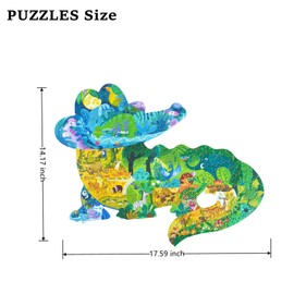 Puzzles for Kids Ages 4-8,8-10 and Adults, 154 Pieces Crocodiles Shaped Jigsaw Puzzle Educational Toys Gift for Boys Girl Age 4 5 6 8 Birthday Party Favor(Crocodile)