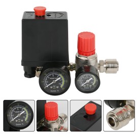 Pressure Switch Air Compressor Pressure Regulator Compressor with Pressure Gauge Pressure Switch Compressor Air Compressor Control Valve Regulator (Black)