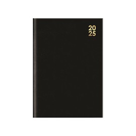 2025 Premium A5 Size Hard Cover Desk Diary Day A Page With Appointment Time Year Planner, Organizer With Ribbon Marker for Business, Office, Home, (Black)