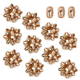 MAYPLUSS 4.5" Rose Gold Gift Bow Assortment (10 Bows, 3 Spools of Ribbon), Perfect for Christmas, Birthday, Holiday, Party Favors Decorations