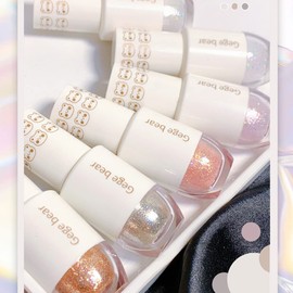Gege Bear Starry Liquid Eyeshadow, 0.16 oz (4 g), Liquid Eyeshadow (02#Peach Gold)