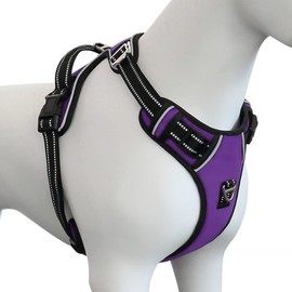 Plutus Pet No Pull Dog Harness, Release at Neck, Adjustable Reflective No-Choke Dog Vest Harness, Soft Padded with Easy Control Handle, for Small Medium Large Dogs (XL, Purple)