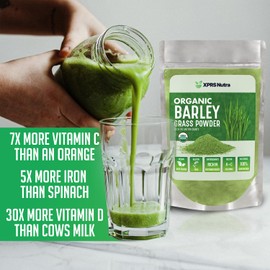 XPRS Nutra Organic Barley Grass Powder - 16 Ounce Premium Barley Powder Rich in Antioxidants, Amino Acids and Protein - Barley Green Superfood for Immunity