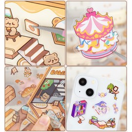 DIY 3D House Stickers, 4 Sets Fun DIY Stickers Scene Make Your Own Mini House Cute Cartoon Animal Scene Stickers for Kids Adult Sticker Art Relief Stress Pass The Time-Sweetie Store