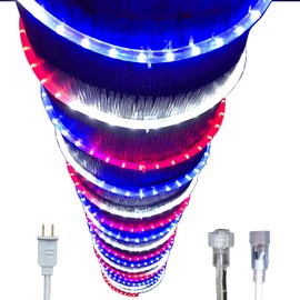 Russell Decor 80ft Patriotic Rope Lights for Patriotic 4th of July Memorial Day Decor Party Outdoor House Decorative RV Camping Lighting Trees Patio Deck Flexible Lights (Red White Blue)
