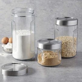 Anchor Hocking 3 Piece Gripper Jar Set with Stainless Steel SecureLock Lid, Perfect for Pantry Organization