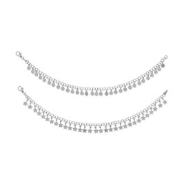 AzureBella Jewelry Moon and Stars Charm Bracelets Set of Two