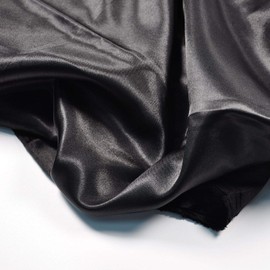 Charmeuse Satin Black Fabric, 60" Wide, Silky, for Wedding,Bridal,Decoration, Fashion,Apparel Crafts by 1Yard