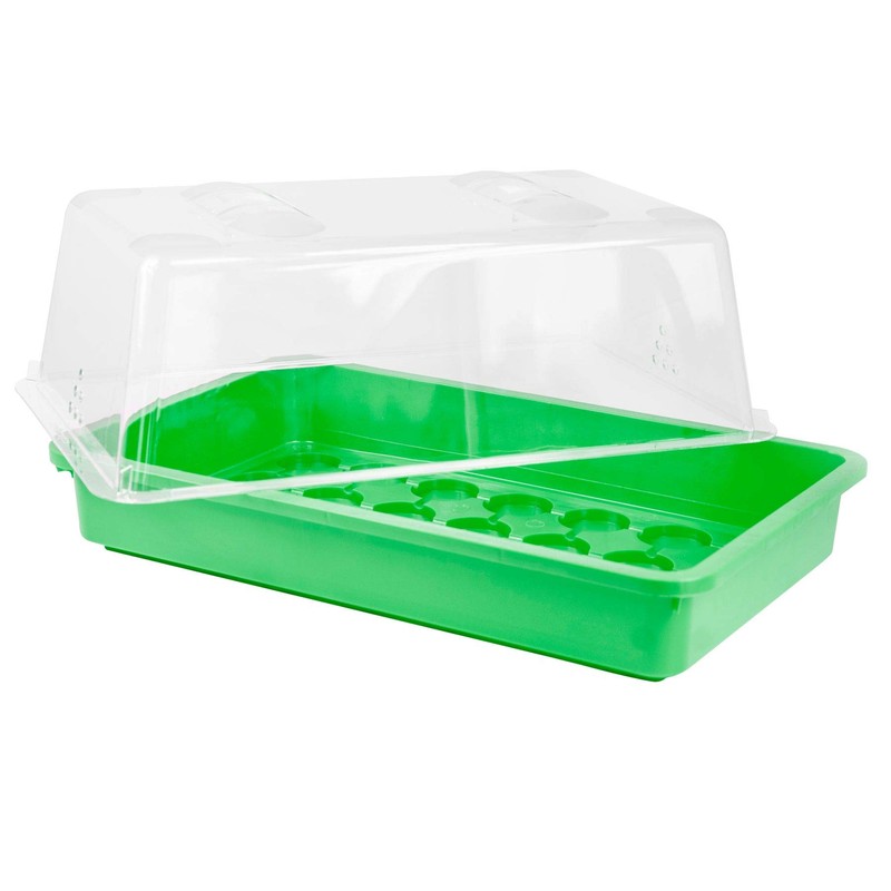 MGC24 indoor Greenhouse Propagator with Lid and Ventilation, Green