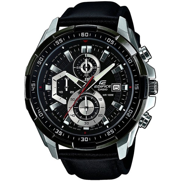 Casio Edifice EFR-539L-1A Men's Wristwatch Waterproof Chronograph Genuine Leather Strap