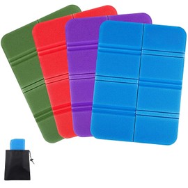 Voarge Pack of 4 Outdoor Foldable Thermal Seat Cushion Waterproof Seat Pad Insulating for Outdoor Garden Camping Picnic Hiking, Green, red, purple, blue