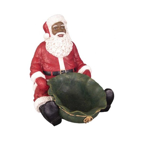 Ebony Treasures African American Santa Candy Tray (Large) Collectible Figurine, 7"x10"x8" (w/d/h)