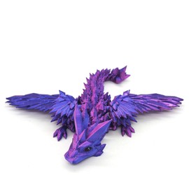 3D Printed Dragon with Wings Articulated Desk Decorations Toys, MINI 3-d Printed Flying Dragons Crystal Cute Fidget Office Gifts, Gradient Metal Pink & Purple