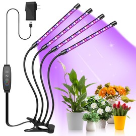 Shyineyou Grow Lights for Indoor Plants Full Spectrum, 80 LEDs Plant Lights for Indoor Growing with 3/9/12H Timer, 3 Color Modes & 9 Brightness, 4 Heads Clip-On Plant Grow Light