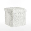 Urban Lifestyle White Mongolian Fur Collapsible Storage Ottoman with Lid,