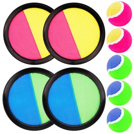 Velcro Ball Game, Catch Ball Game with 4 Catching Discs 5 Balls for Children from 3 4 5 6 7, Garden Toy Outdoor Throwing Game, Ball Games for Outdoor Children for Throwing Game and Catching Game for