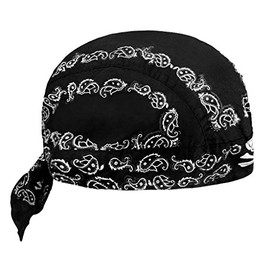 Skull Cap Motorcycle Helmet Liner Biker Head Wrap Cover Scarf Pirate Hat Bandana Running Beanie Cap Black