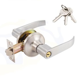 DIFEIUKI Door Knob with 3 Keys, Door Lever, Lever Handle Lock, Anti-corrosion, Anti-Theft, Door Knob Replacement Lever, Suitable for Indoors, Bedrooms, Entryways, Rooms, Outdoors, Offices, Garages,