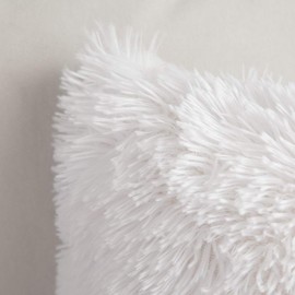 MIULEE Pack of 2 Decoration Luxury Faux Fur Throw Pillow Cover Deluxe Decorative Plush Pillow Case Cushion Cover Shell for Sofa Bedroom Car 24 x 24 Inch White