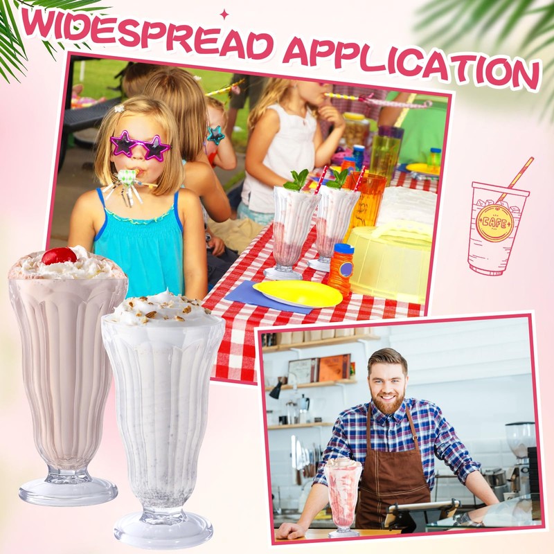 Mifoci 20 Pcs Milkshake Glasses 16 oz Old Fashioned Soda