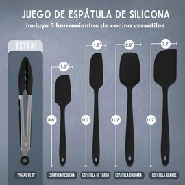 U Chef Juego de 4 Espátulas de Silicona de Cocina con Diseño Antiadherente, Espátulas para Hornear con Pinzas para Cocina, Utensilios de Cocina Resistentes al calor