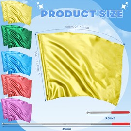 Mindsoft 10 Pcs 21.6" x 26.8" Praise Dance Worship Flags with Scalable Rod Rectangle Angel Wing Flag Church Banderas de Danza Praise Church Flags for Worship Dance Team Outdoor Performance (Color 2)