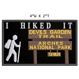 I Hiked It! Devil's Garden Trail Arches National Park Embroidered Patch Iron-On/Sew-On Seek Adventure Hiking Nature Merit Badge Emblem Tag Decorative Gift Applique for Vest Jeans Clothing