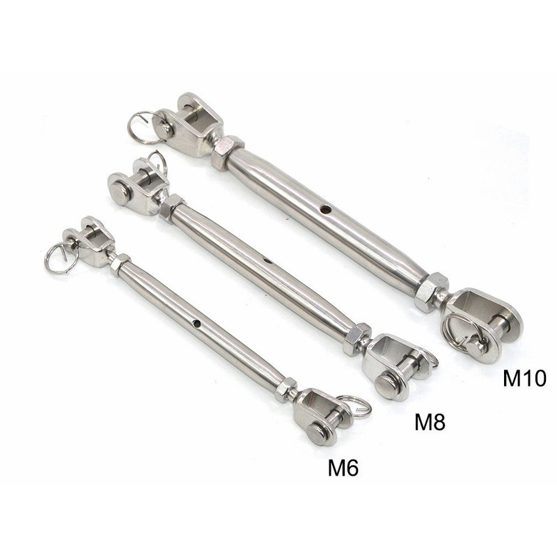 Silver 304 Stainless Steel European Style M8 Turnbuckle Wire Rope