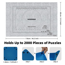 MOZOOSON Puzzle Mat for Puzzles with up to 2000, 1500, 1000 Pieces, Puzzle Mat, Puzzle Mat Puzzle Roll for Adults Children, Puzzle Storage, Puzzle Roll Mat with 6 Puzzle Sorters