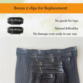 Clip in Hair Extensions Black Women, Yaki Straight Clip ins Black Hair Extensions for African American,Natural Black #1B 7PCS 14Inch 120Grams Per Set Hair Real Remy Thick Yaki Straight Clip ins Black Women