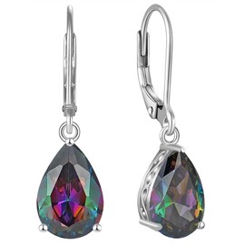 YL 925 Sterling Silver Teardrop Dangle Drop Earrings for Women 8x12 MM Solitaire Created Alexandrite Leverback Filigree Jewelry